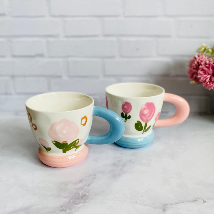 Taza flores rosa