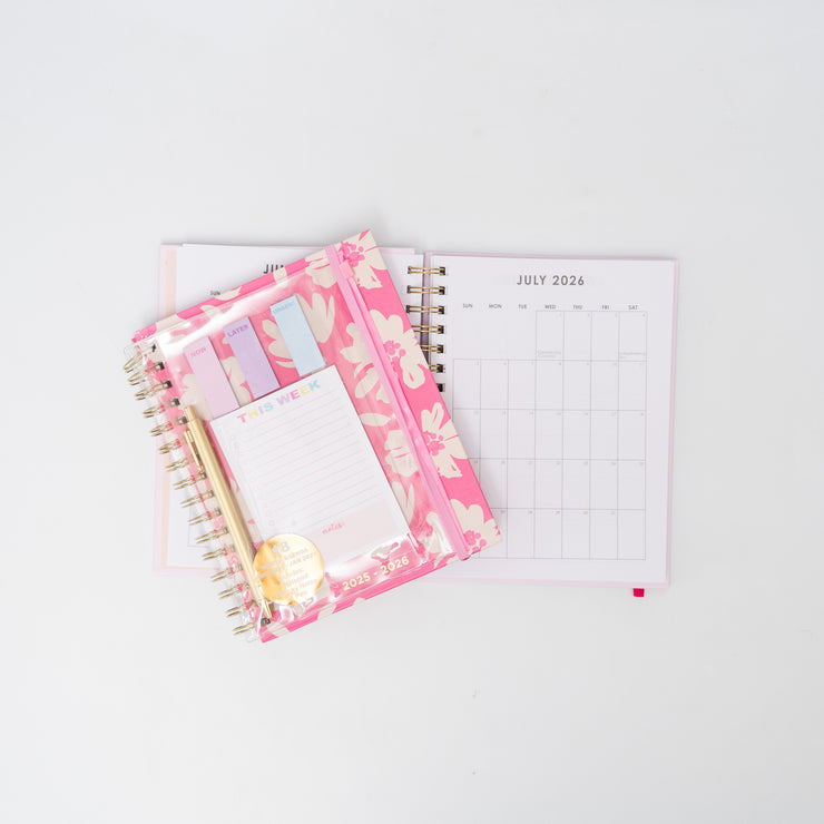 Agenda Escolar Rosa Flores Ivory