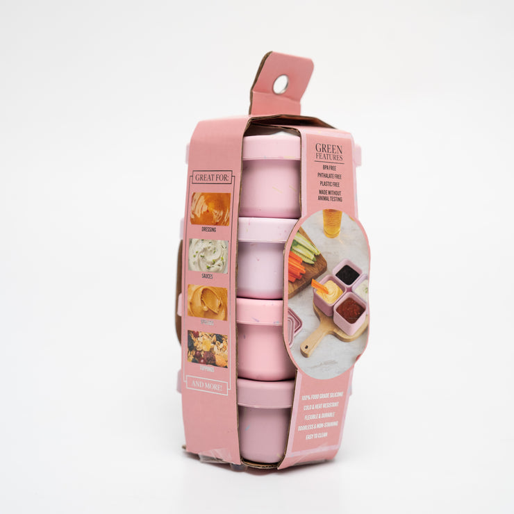 Contenedor rosa para snacks de silicon