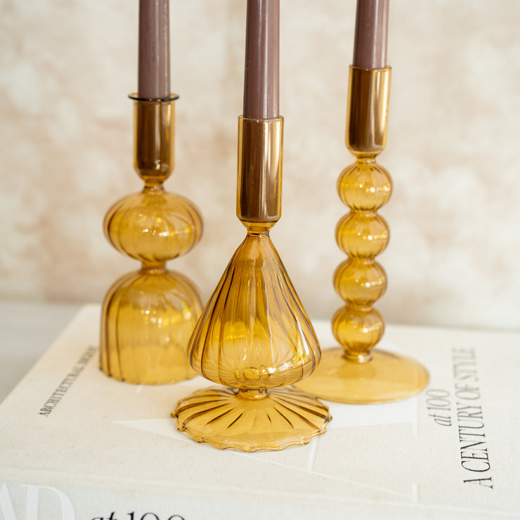 Candelabros Cristal Amarillo Ahumado