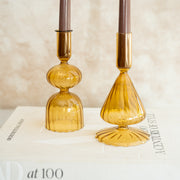 Candelabros Cristal Amarillo Ahumado
