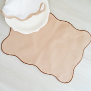 Individual Beige Olas Orilla Bordada Café