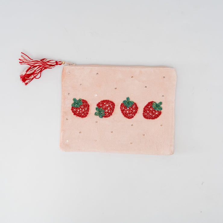 Bolsa Velvet Fresas Bordadas