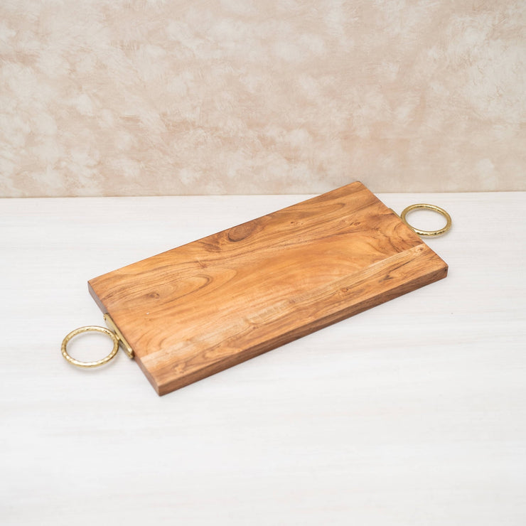 Azafate Rectangular de Madera Con Asas de Metal - ambientihonduras