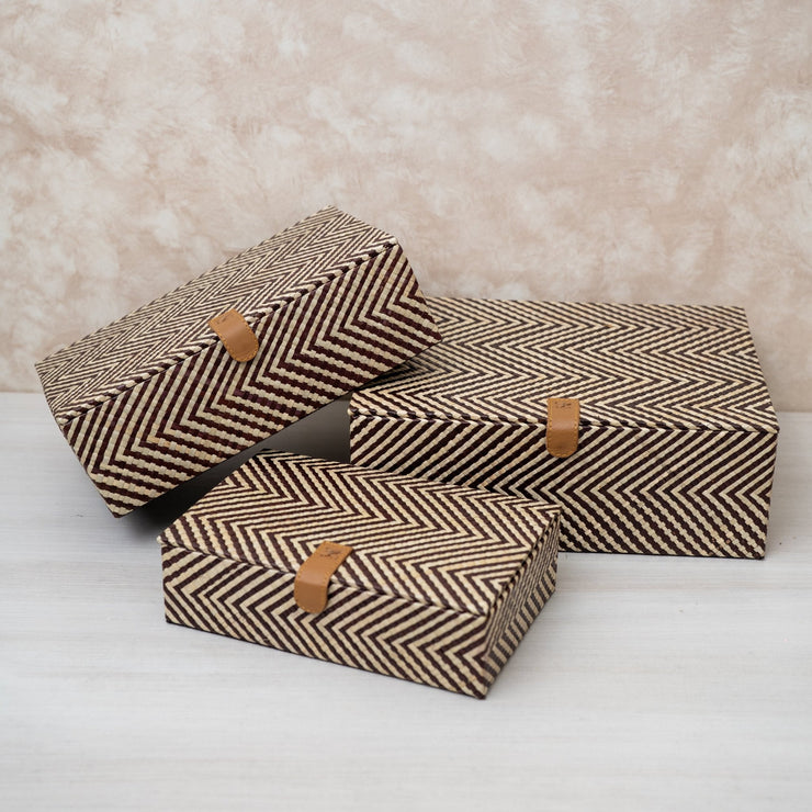 Cajas Decorativas con Patrón Chevron - ambientihonduras