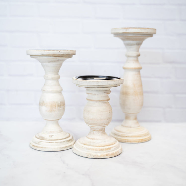 Candelabros Blancos Antiguados - ambientihonduras