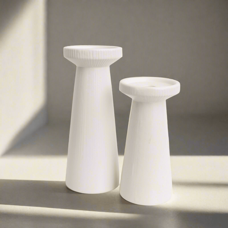 Candelabros Blancos de Cerámica - ambientihonduras