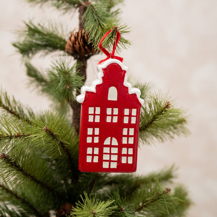 Casita Roja con Blanco de Cerámica - ambientihonduras
