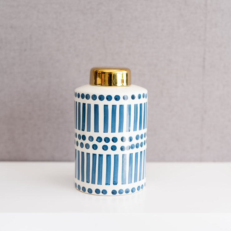 Jarrón Con Tapa Dorada - ambientihonduras