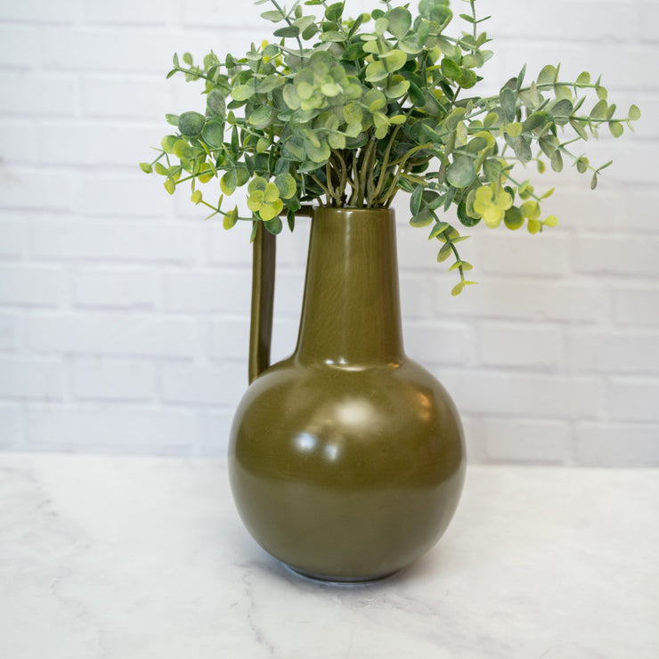 Jarrón Verde Olivo Con Agarradera - ambientihonduras