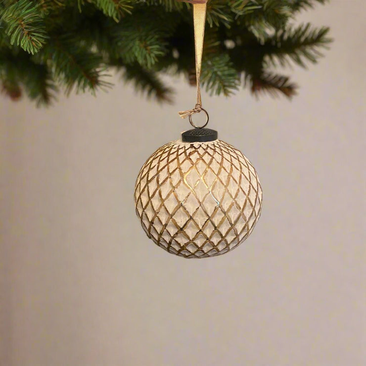 Pelota de Vidrio Blanco & Dorado - ambientihonduras