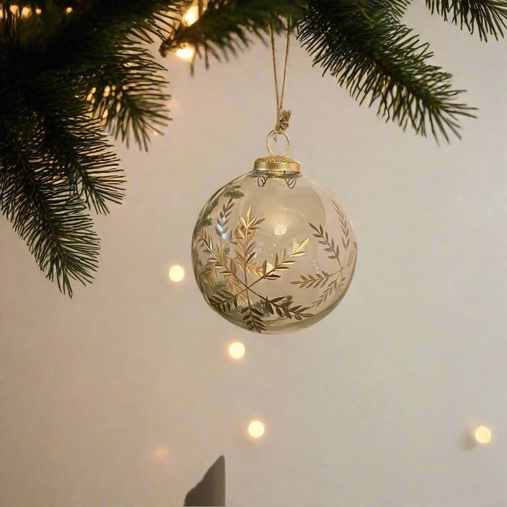 Pelota de Vidrio Con Hojas Doradas - ambientihonduras