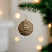 Pelota Dorada Escarchada con Linea de Yute - ambientihonduras