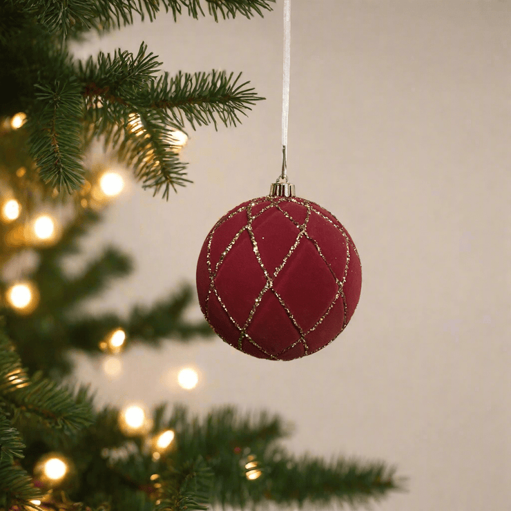 Pelota Velvet Roja con Lineas Doradas - ambientihonduras