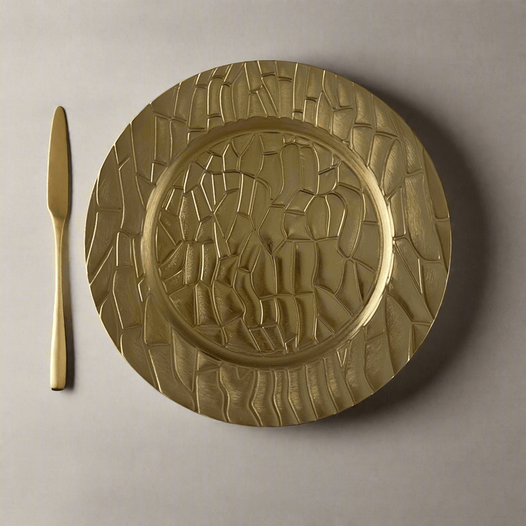 Plato Base Dorado Con Textura1 - ambientihonduras