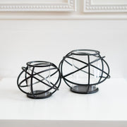 Set de 2 candelabros de rueda negro