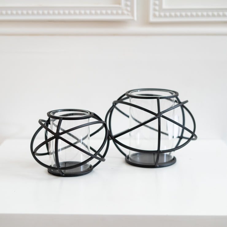Set de 2 candelabros de rueda negro
